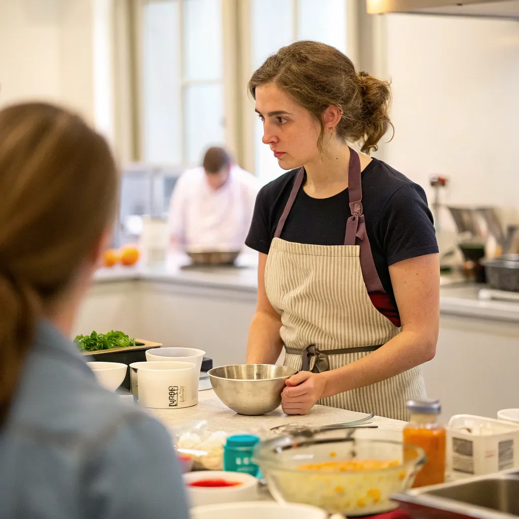 Emily at the cooking class