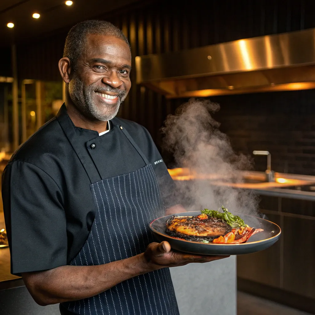 Michael with a grilled dish